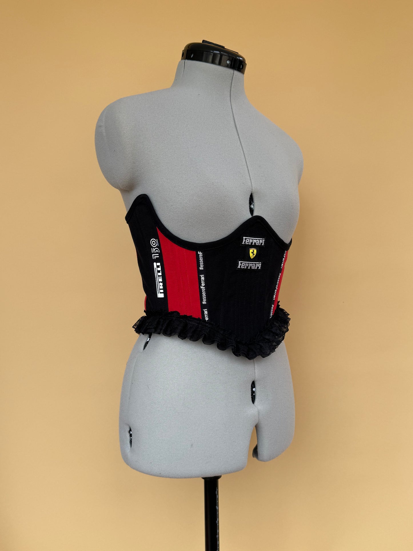 Sample Ferrari frilly corseted back lacing belt - XS