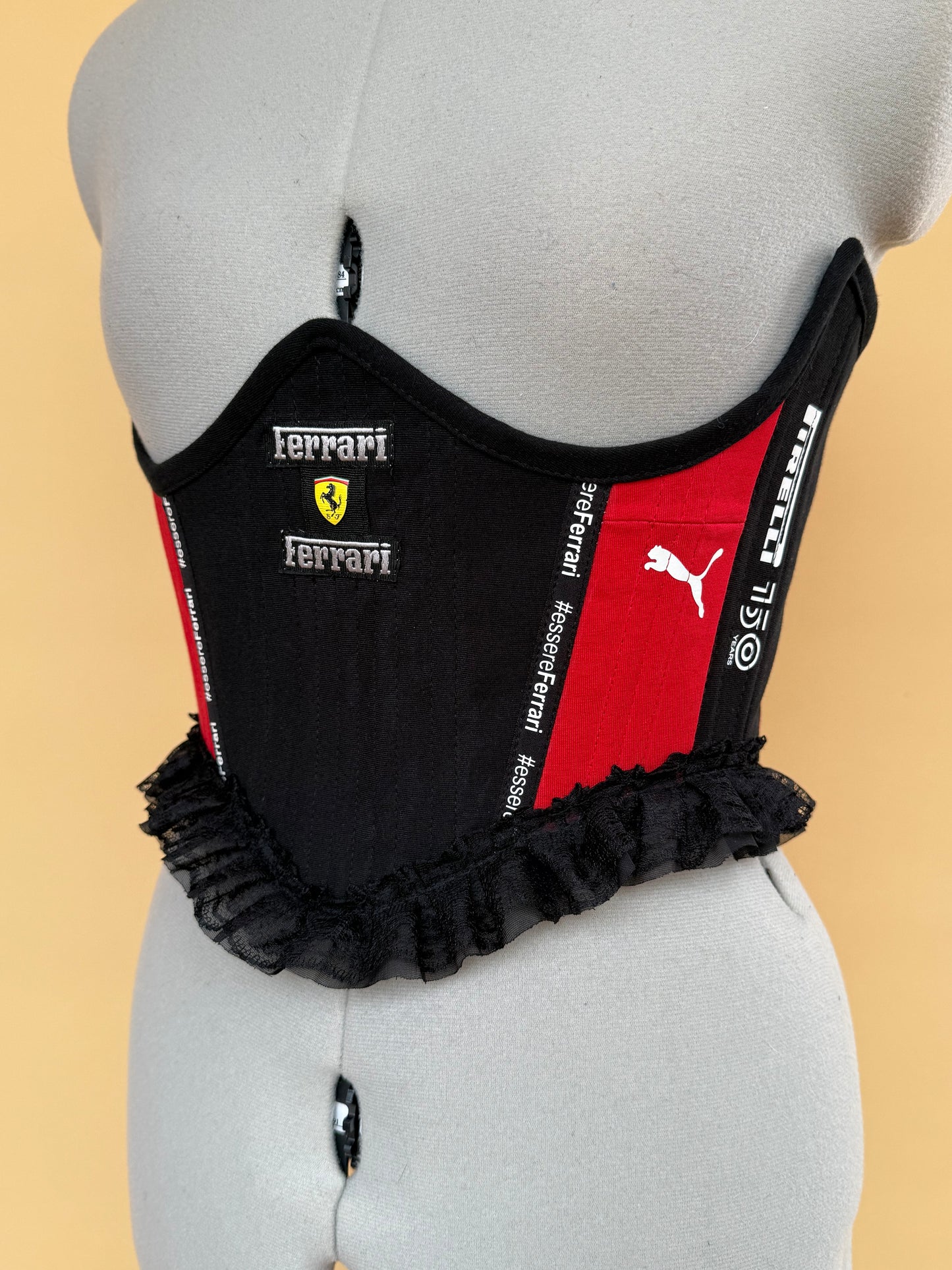 Sample Ferrari frilly corseted back lacing belt - XS