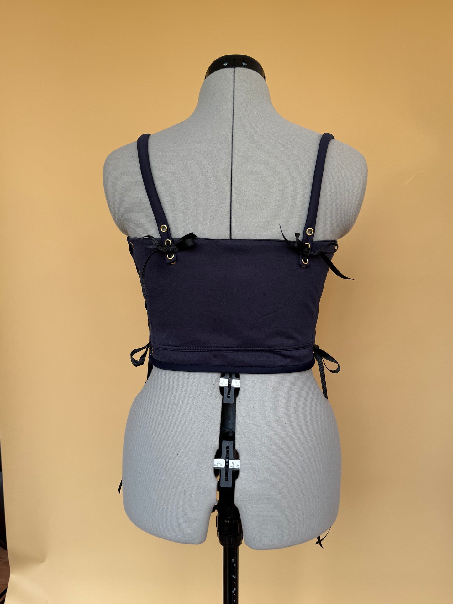 Sample Reworked Red bull Frilly cropped side lacing corset - XS