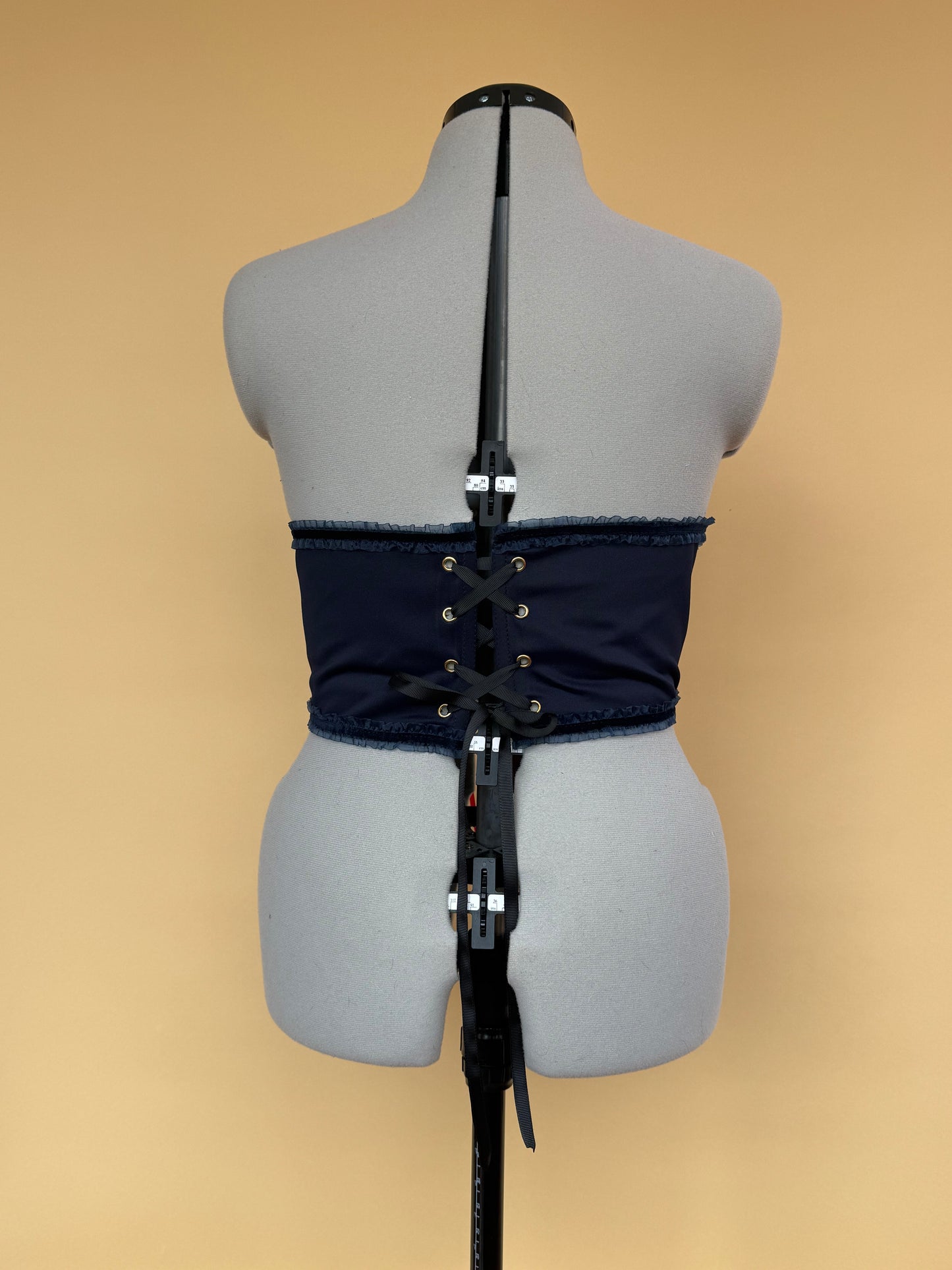 Sample Red Bull frilly corseted front and back lacing belt - S