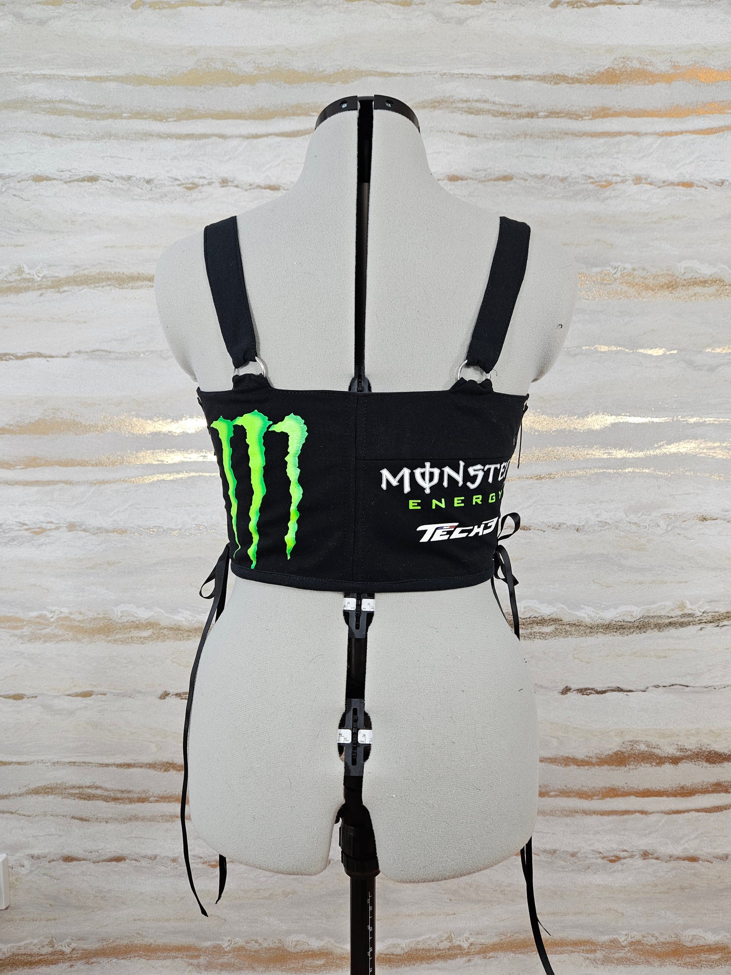 Reworked Monster cropped side lacing corset -S