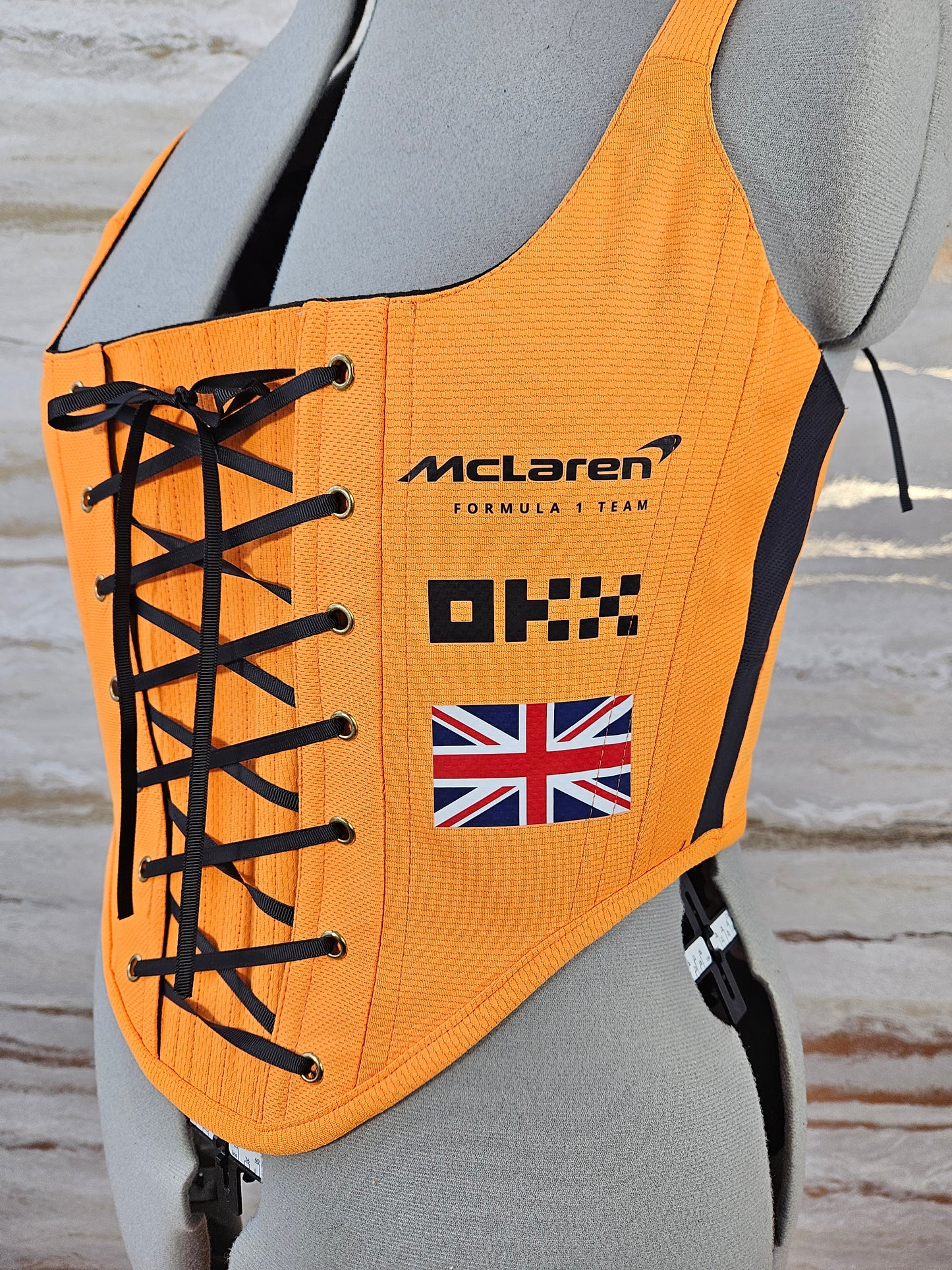 Reworked McLaren Lando Norris cropped back lacing corset - M