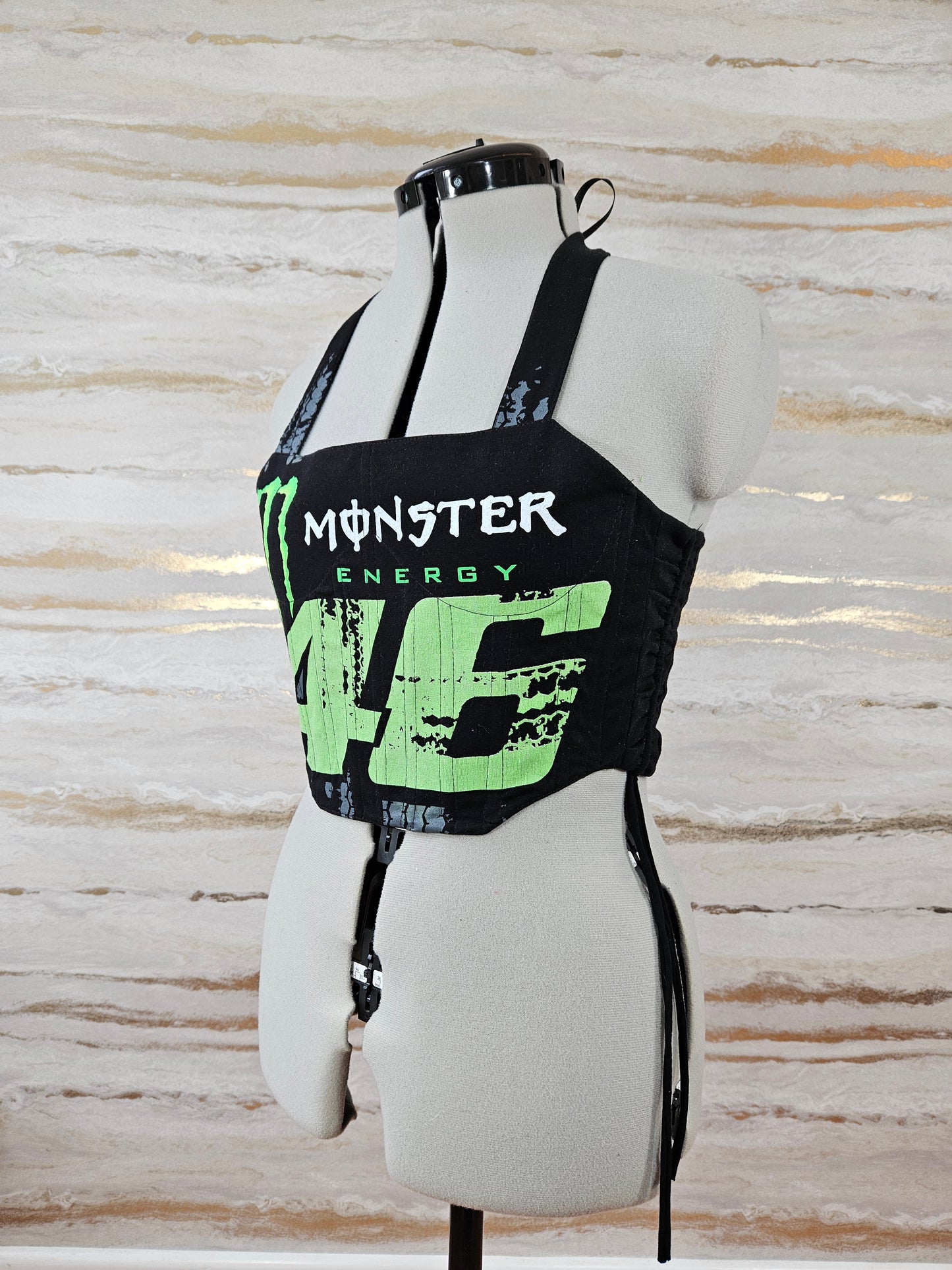 Reworked Monster 46 cropped back lacing corset - S