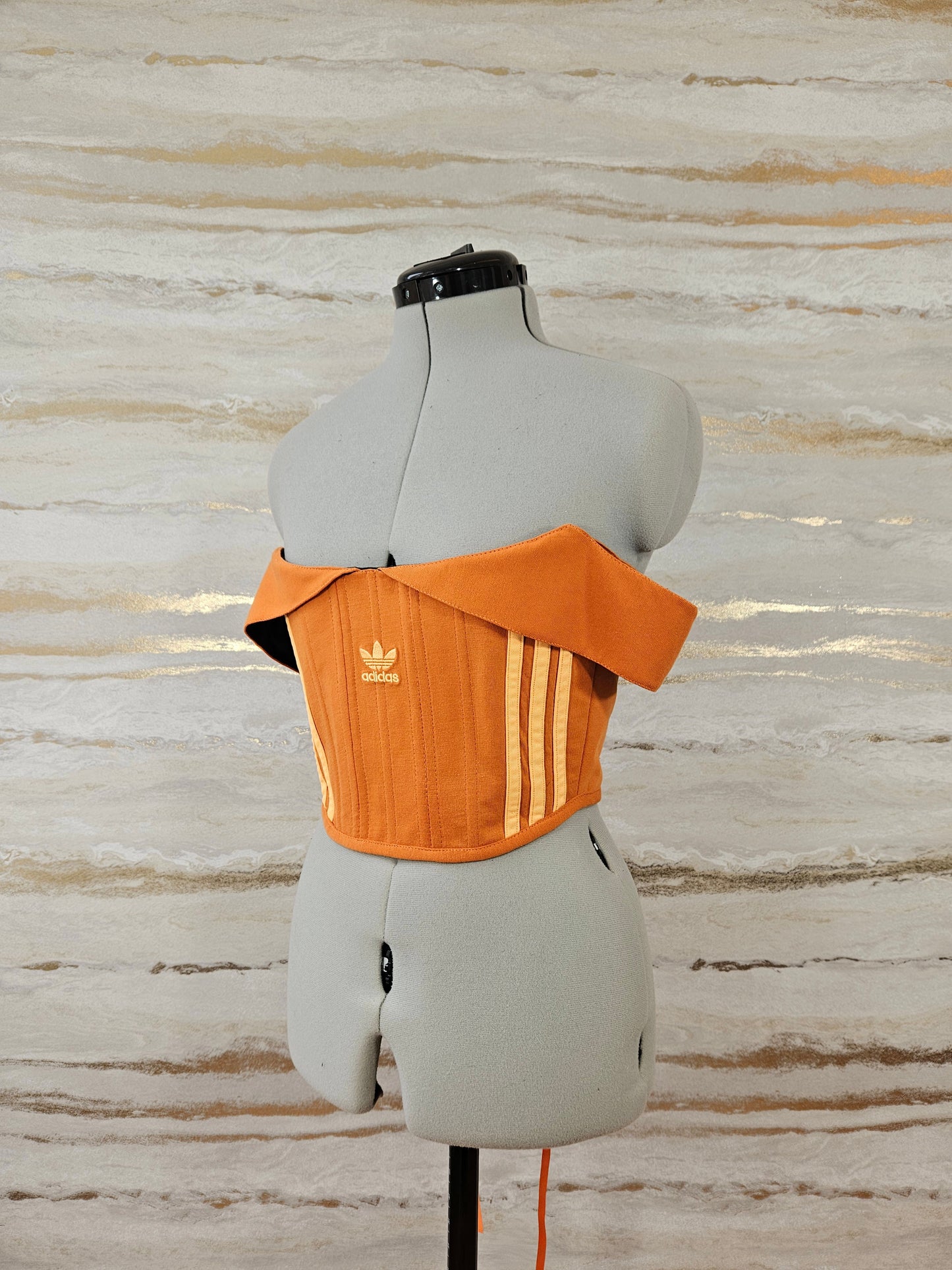 Reworked Orange Adidas cropped back lacing corset - XS