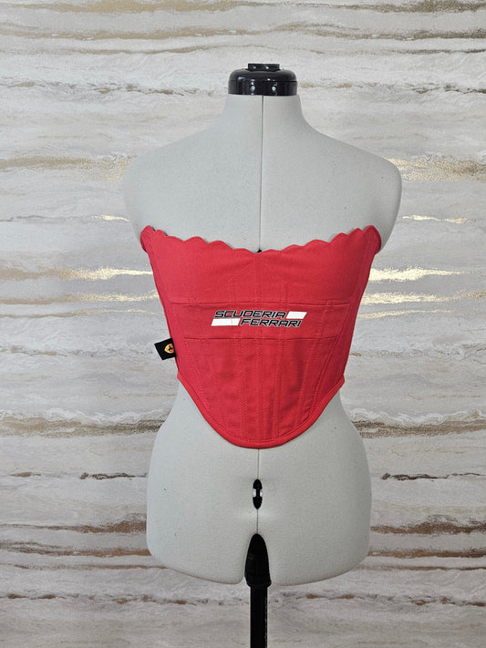 Reworked Ferrari strapless cropped back lacing corset - XS