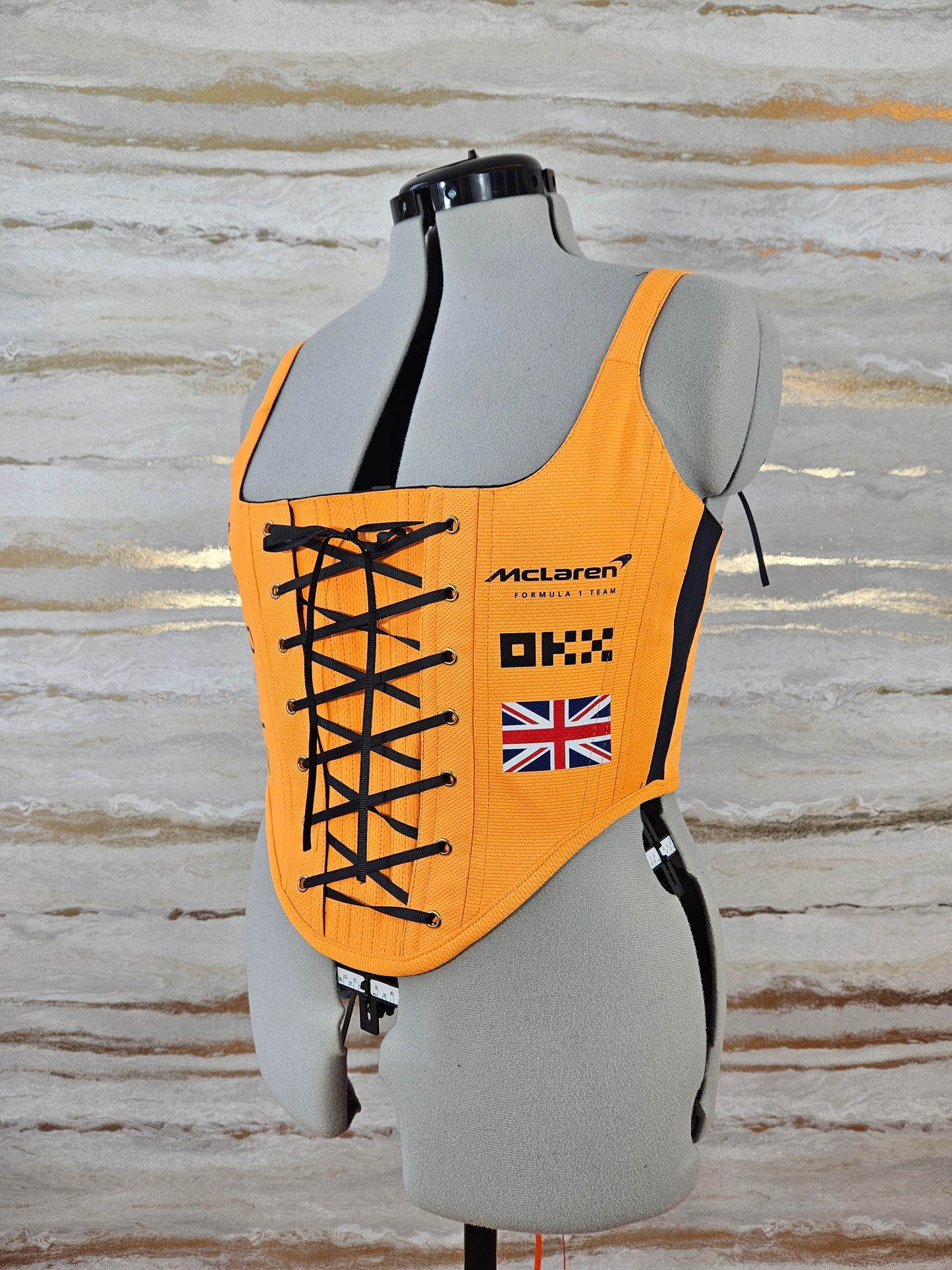 Reworked McLaren Lando Norris cropped back lacing corset - M