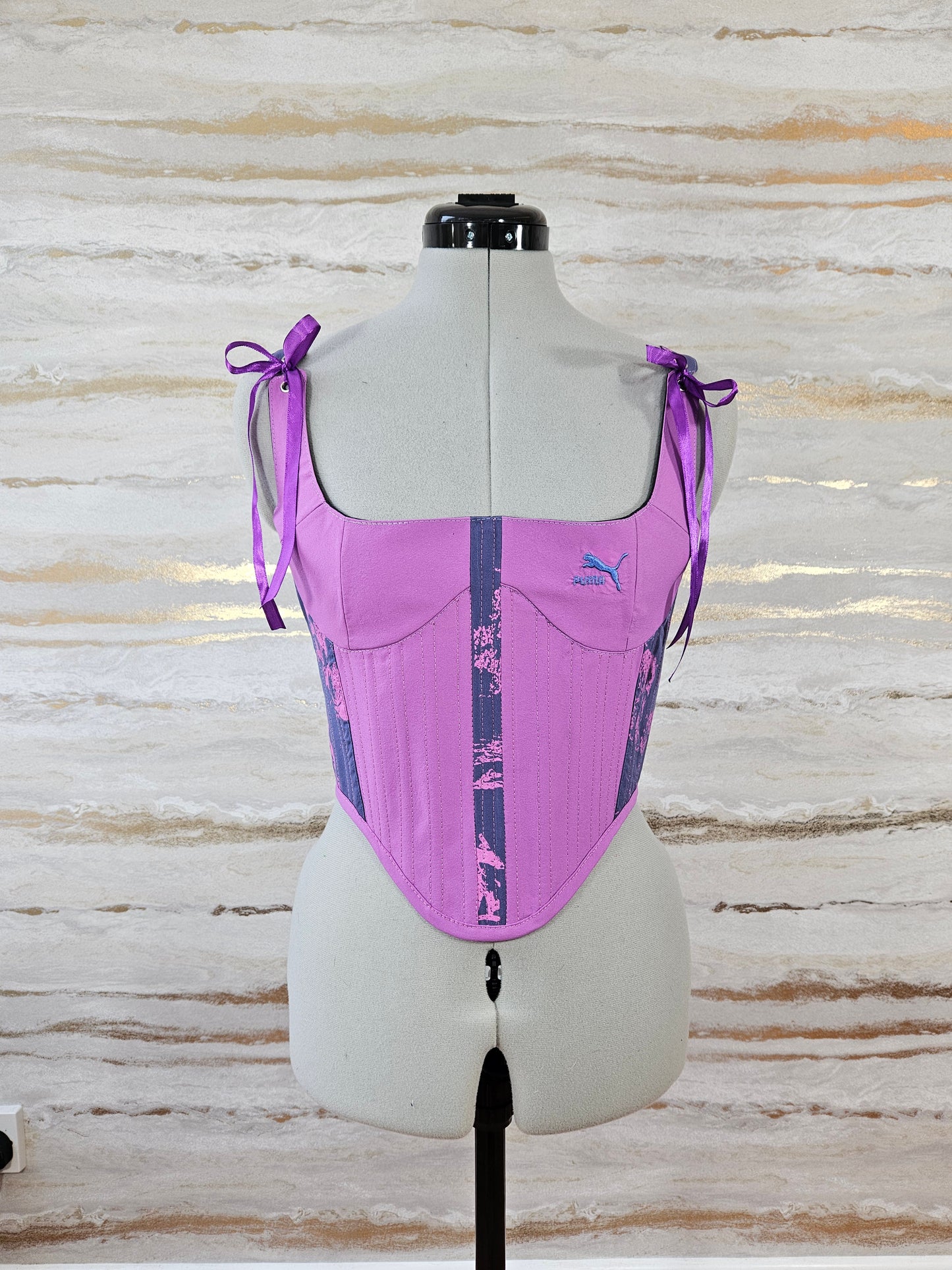 Reworked Purple Puma Cropped back lacing corset - XS/S