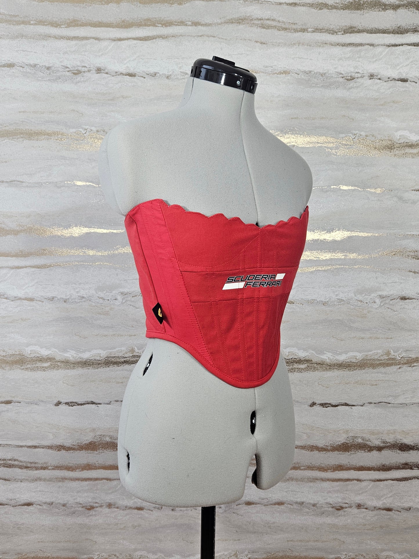 Reworked Ferrari strapless cropped back lacing corset - XS