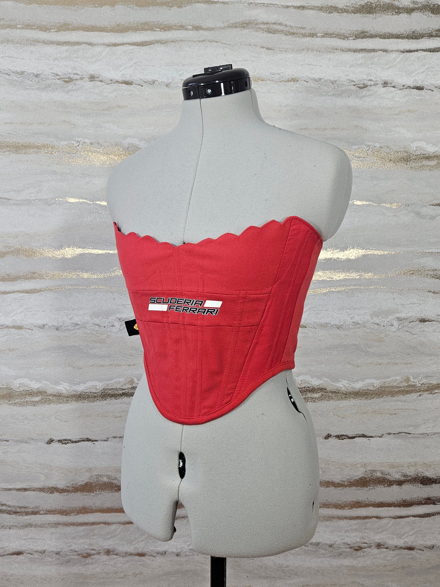 Reworked Ferrari strapless cropped back lacing corset - XS