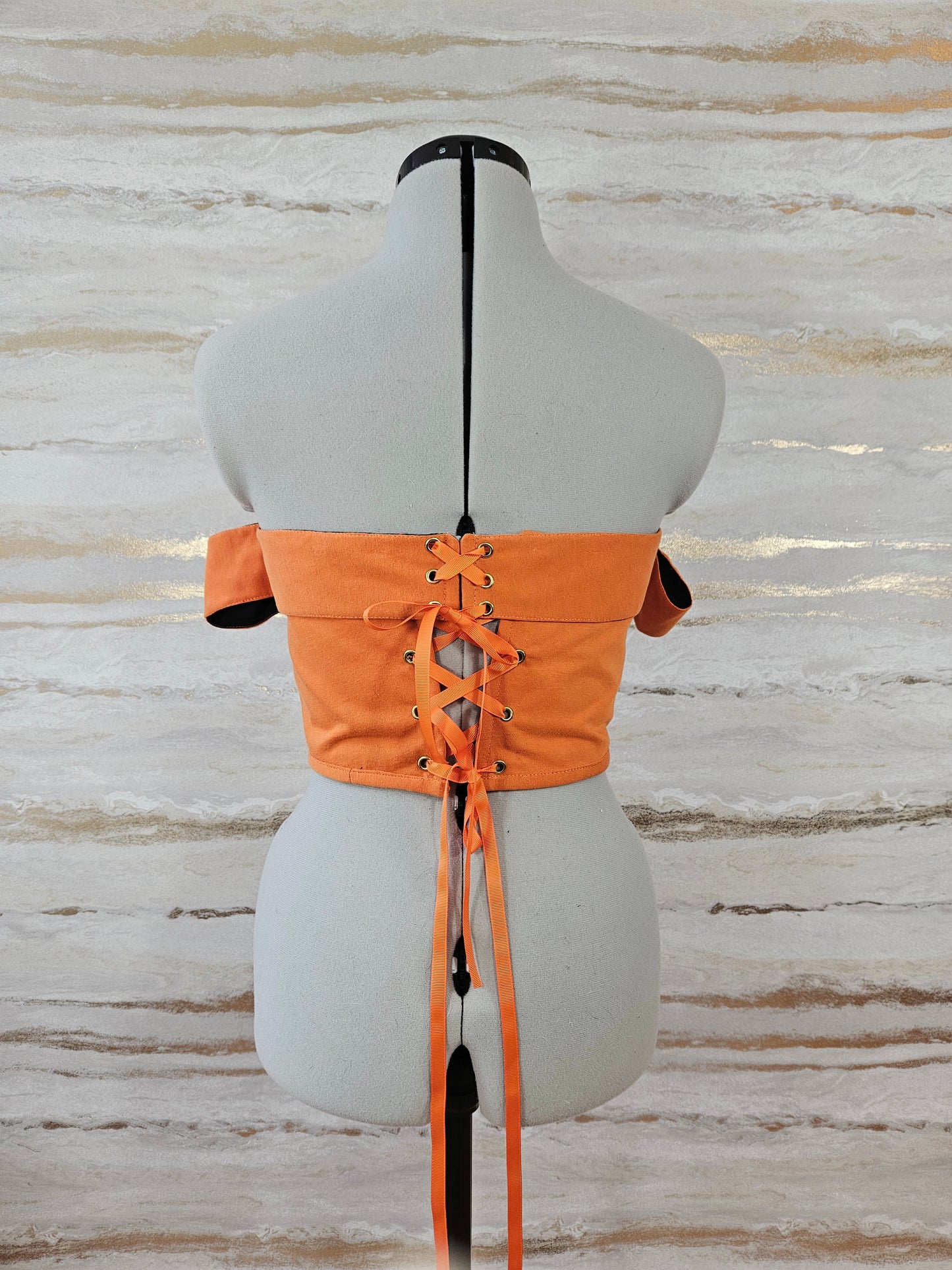 Reworked Orange Adidas cropped back lacing corset - XS