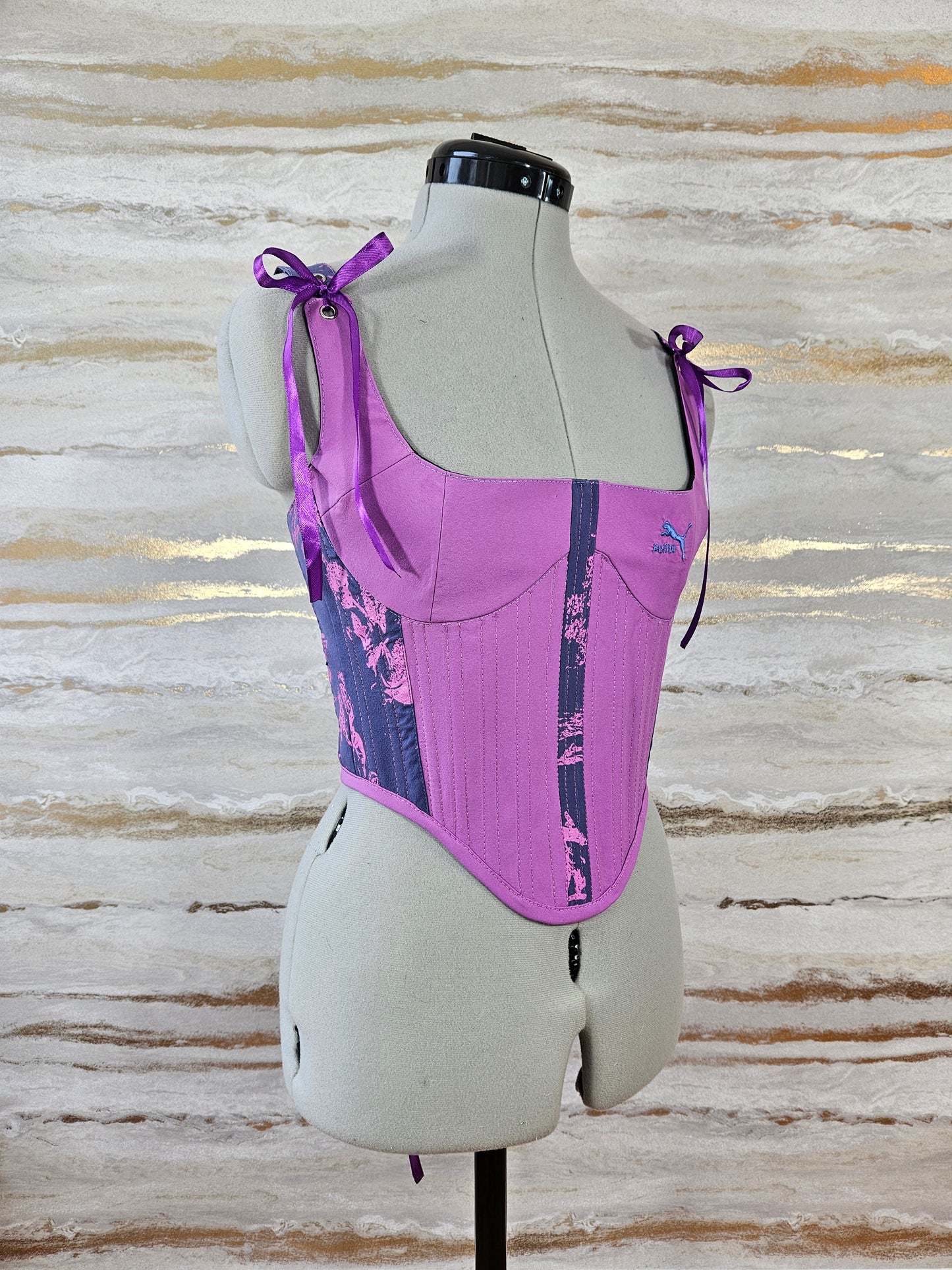 Reworked Purple Puma Cropped back lacing corset - XS/S