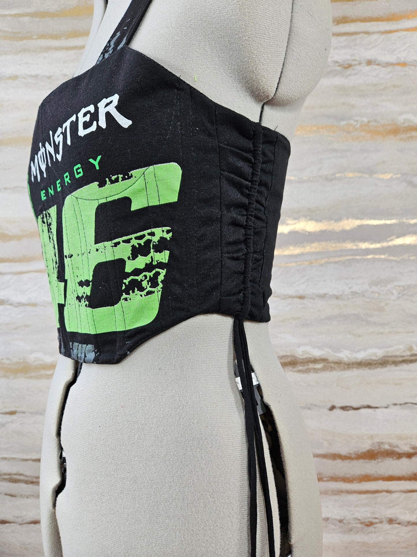 Reworked Monster 46 cropped back lacing corset - S